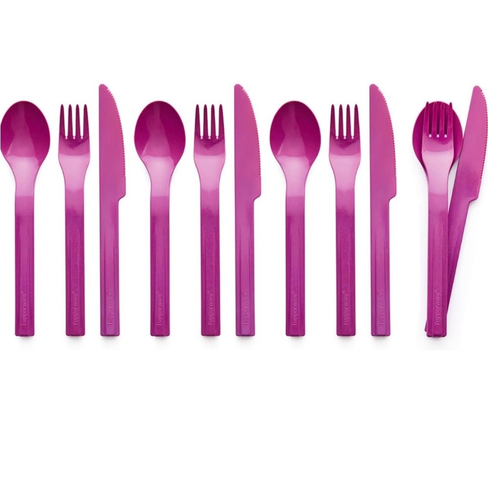 Tupperware NEW Outdoor Dining Cutlery
12-Piece Set (4 Sets) Snap Together Purple